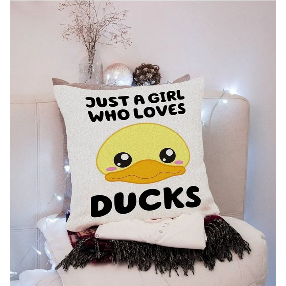 Just a Girl Who Loves Ducks - Throw Pillow Cover - 18"x18" - NWOT